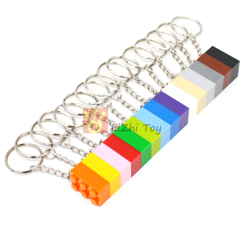 5-15 buah 3002 warna bata 2x3 gantungan kunci blok bangunan mainan anak kreatif hadiah kompatibel dengan MOC bata gantungan kunci
