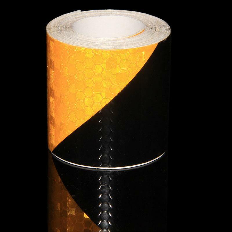 Nastro riflettente adesivo 5cm x 5m per adesivo per auto da bicicletta Glow In The Dark Tape giallo nero Twill avvertimento adesivo riflettente per bici