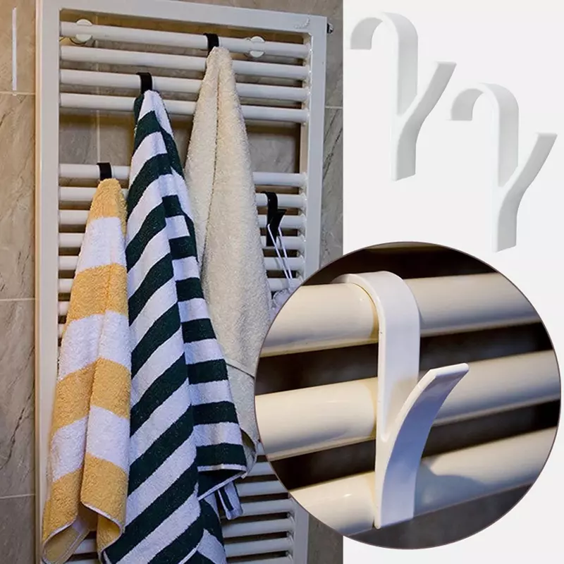 Cabide para toalha aquecida Trilho do radiador, cabide, gancho de banho, suporte, ganchos para lenço