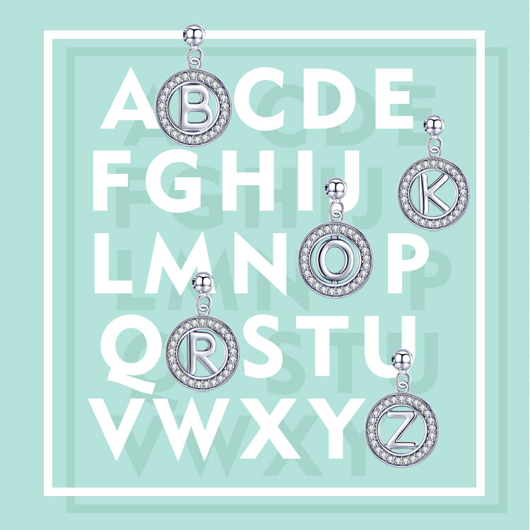 BAMOER-Pendentif en argent regardé 925, lettre vintage A à Z, initiale M S K, alphabet, collier long, bijoux fins