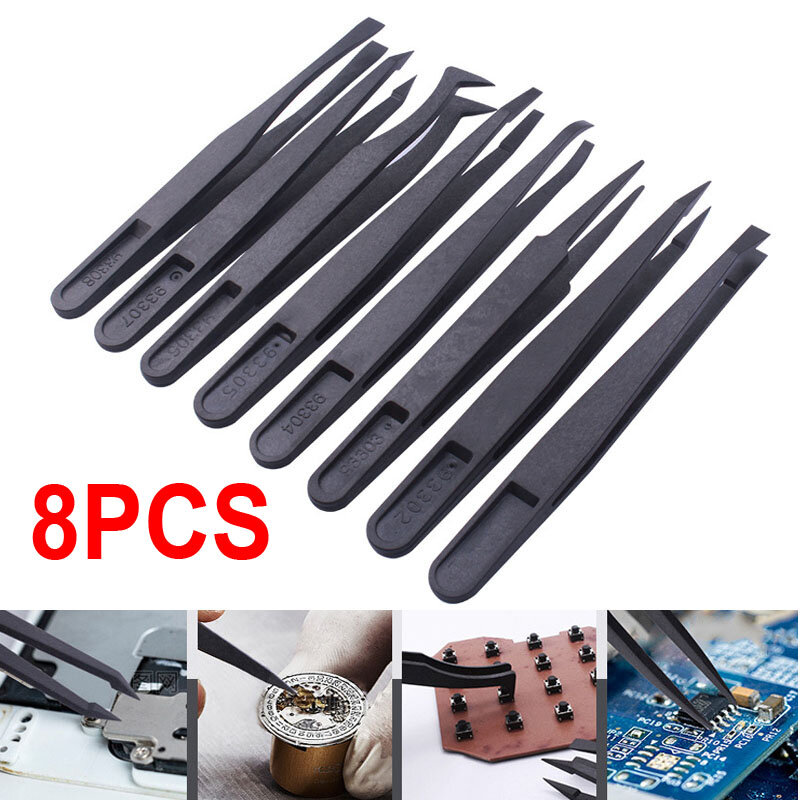 8 sztuk/partia wielofunkcyjny elektroniczny antystatyczna pinceta z włókna węglowego plastikowe miękkie elastyczne Pincet zestaw naprawy narzędzi ręcznych części