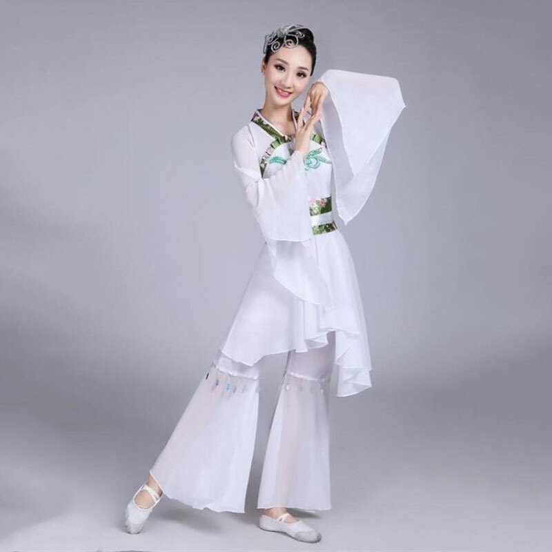 Klassieke Water Mouwen Dacne Kleding Traditionele Yangko Kostuum Chinese Stijl Hanfu Dans Kostuum Nationale Fan Dance Outfit