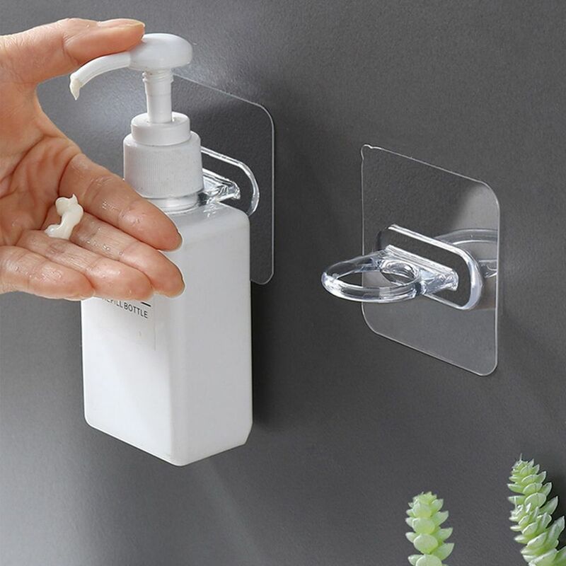 Shampoo Bottle Kitchen Bathroom Shower Gel Organizer Bathroom Accessories Adhesive Hook Support Holder Hook Shelf Hanging Rack