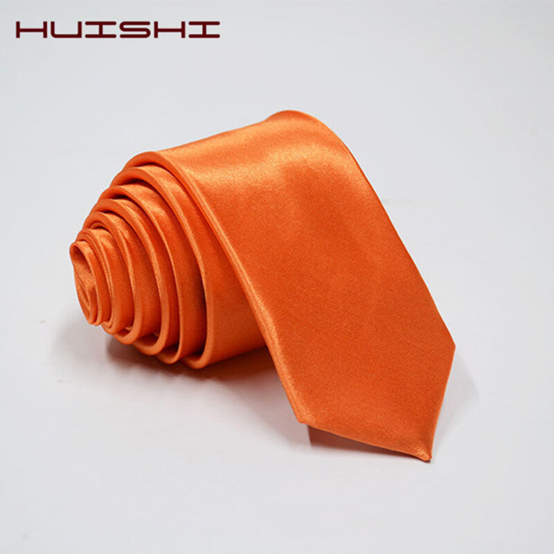 HUISHI Tie for Men 38 Solid Colors Slim Necktie Polyester Narrow Cravat Red Blue Formal Party Ties Fashion Daily Shirt Accessory
