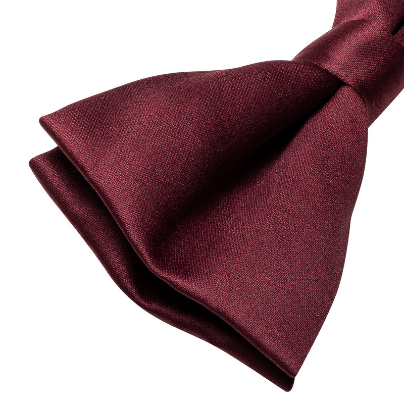 Burgundy ซาติน Men Pre-ผูก Bowtie สำหรับพ่อ Son งานแต่งงานสีแดงแบบปรับได้ Bow Tie ผ้าไหมผีเสื้อ Knots