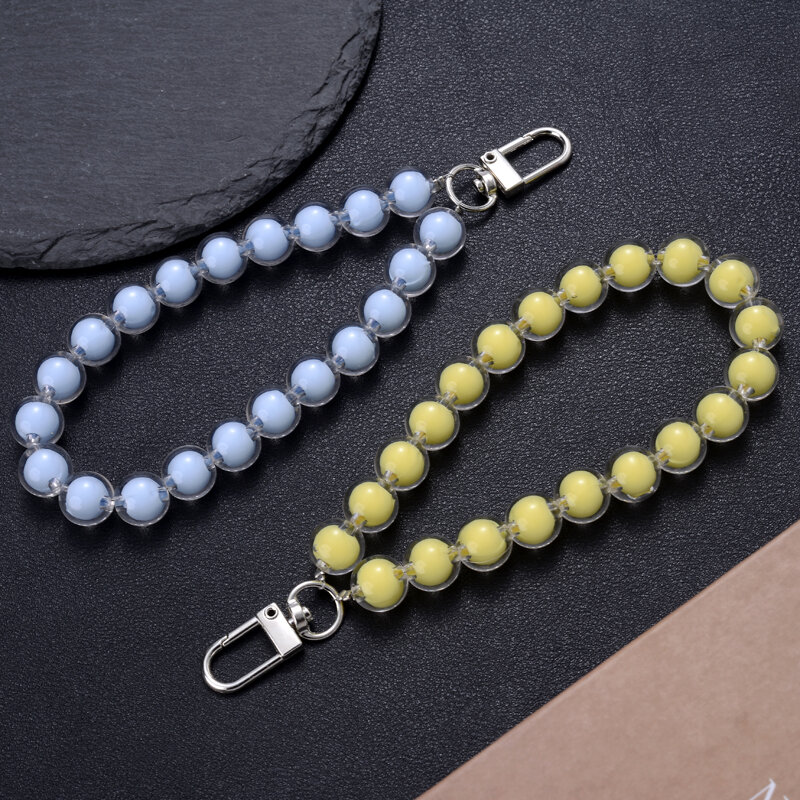 7 colori catena per cellulare fibbia a molla perline rotonde catene per cellulare stile dolce cordino anti-perso accessori moda donna