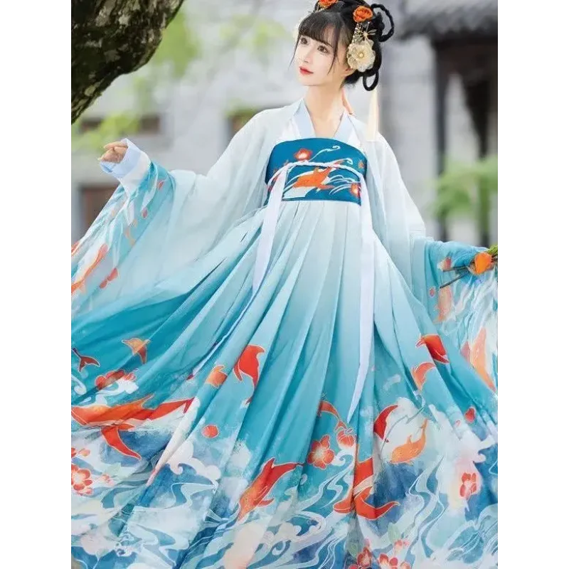 Платье Hanfu для женщин, традиционная китайская юбка с вышивкой в виде лошади, женское летнее платье для женщин