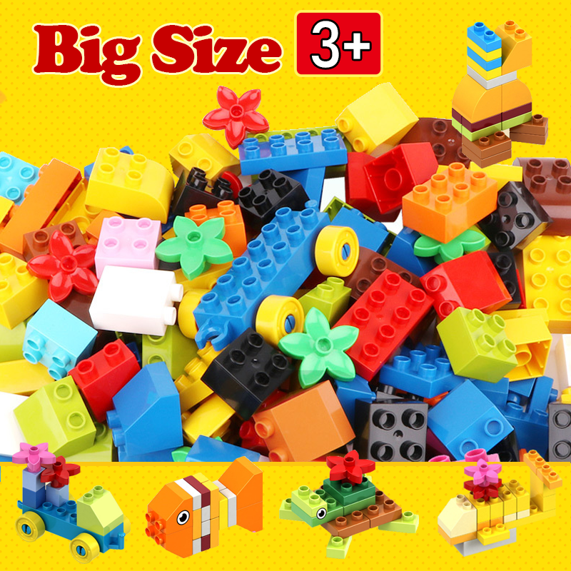 Juego de bloques de construcción DIY para niños, juguete de piezas de bloques de construcción compatibles con Duplo, animales, Marble Run City, modelo de ensamblaje clásico, 62-310 piezas