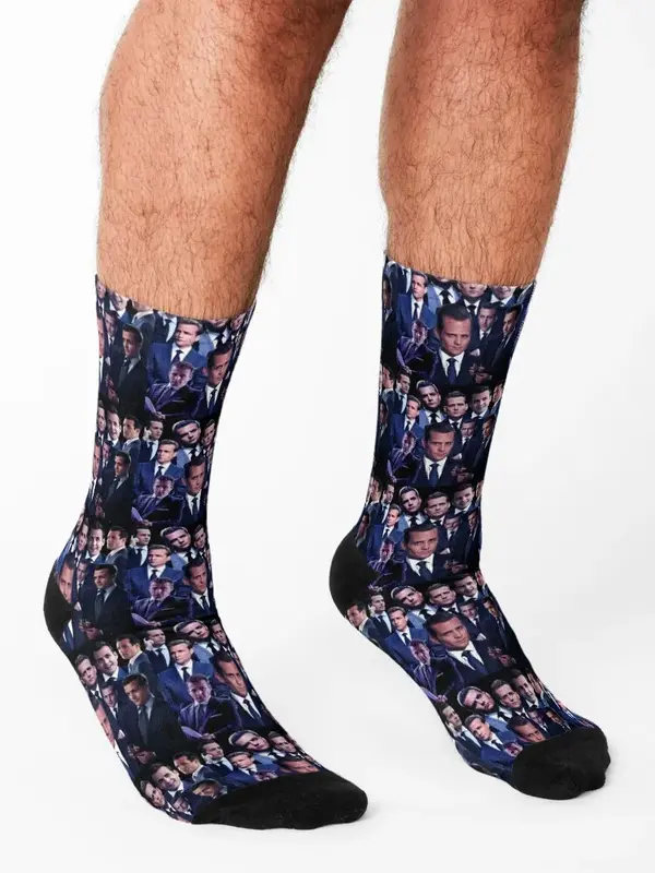 Harvey Specture Suits Collage Tribute Design 2022 Sokken Basketbal Anti-Slip Vloer Sokken Dames Heren