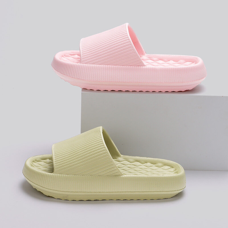 남녀공용 두꺼운 플랫폼 클라우드 슬리퍼, 부드러운 슬라이드, 여름 해변 쪼리, 미끄럼 방지 신발, 욕실 가정용 슬리퍼