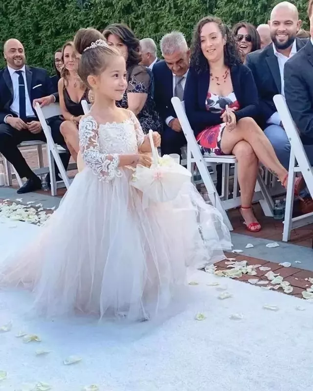 Mała dziewczynka sukienka urodzinowa dziewczęca sukienka w kwiaty szampana na ślub kokarda dla dzieci księżniczka suknia wieczorowa bujne sukienki dla dziewczynek