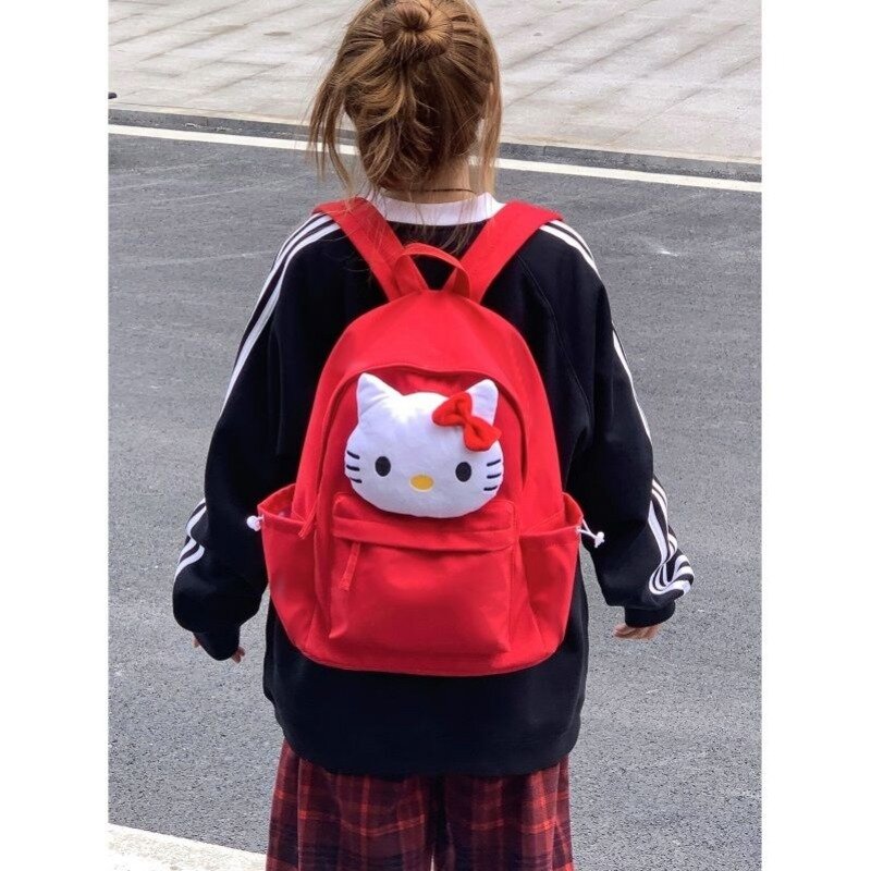 Mbti Rode Hello Kitty Rugzakken Voor Vrouwen Schattige Grote Capaciteit Japanse Mode Originele Rugzak College Stijl Kawaii Vrouwelijke Tas