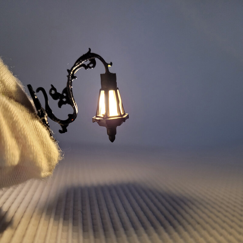 2pcs 호 스케일 클래식 벽 마운트 구즈넥 램프 가로등 따뜻한 흰색 모델 철도 공원 램프/기차 레이아웃 만들기