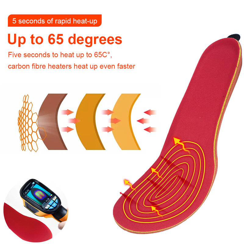 2000mAh USB Heated Shoe Insoles Rechargeable Electric Feet Warmer Winter 6-10 Hours 3-speed Heating Shoes Pads W/Remote Control