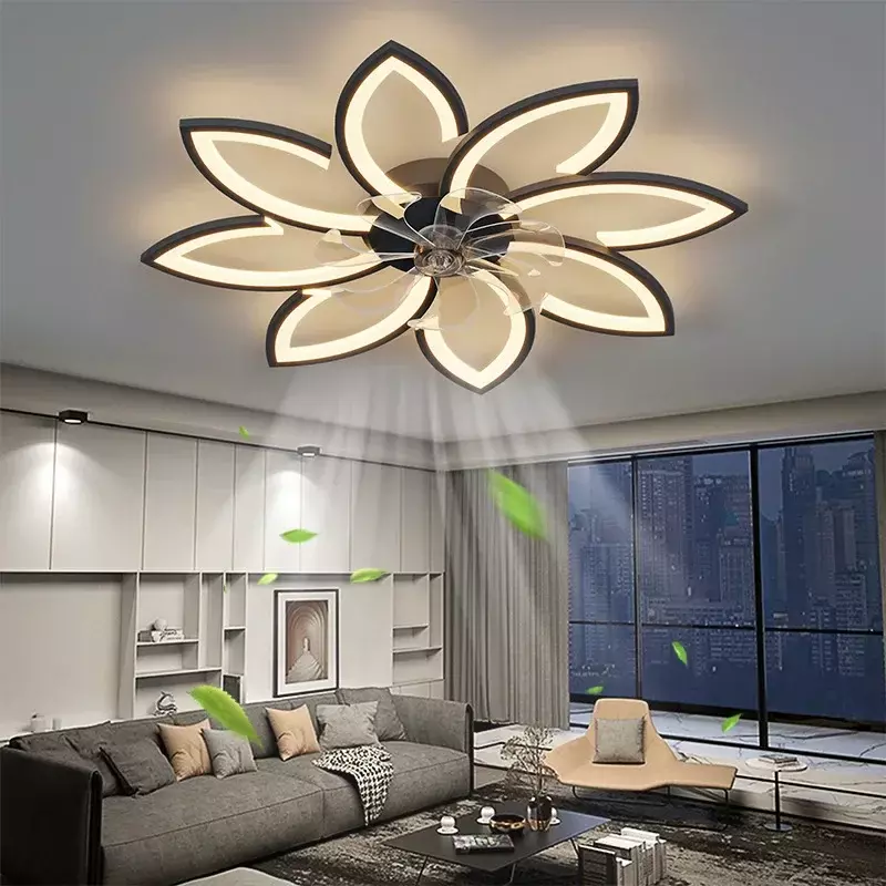 Lampu gantung langit-langit sederhana LED, dengan APP RC untuk ruang tamu meja makan kamar tidur dekorasi rumah kipas gantung perlengkapan lampu
