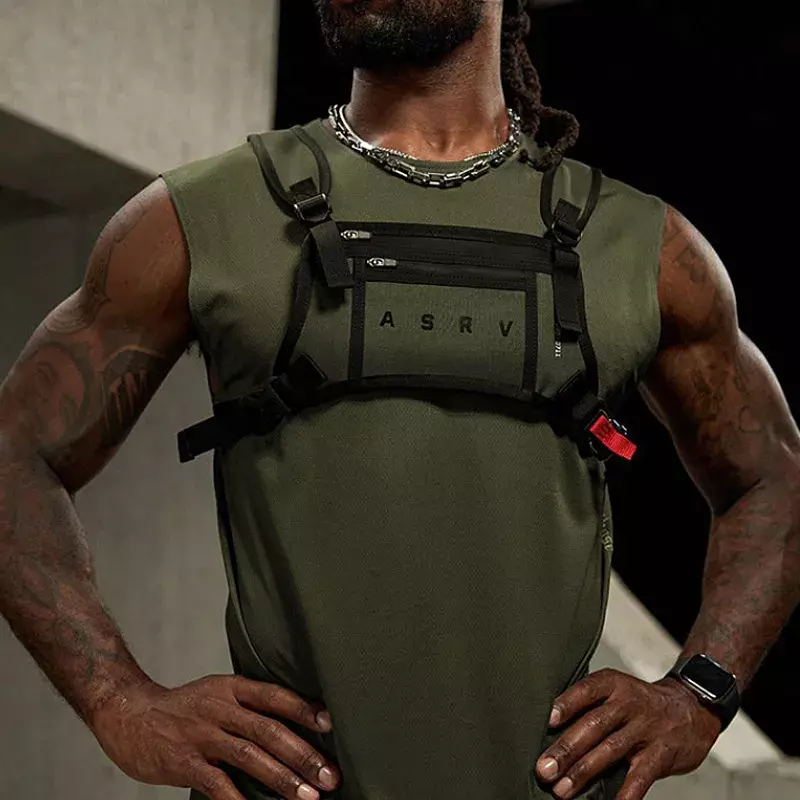 Gym Men's Fashion Brand Multi-functional Outdoor Chest Bag Casual Running Sports Fitness Small Mobile Phone Bag Tactical Vest 가방