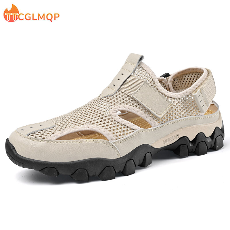 Men Summer Casual Shoes Fashion Breathable Mesh Walking Shoes Thick Sole Boat Sneakers Men Shoes Outdoor Non-slip Men Sneakers