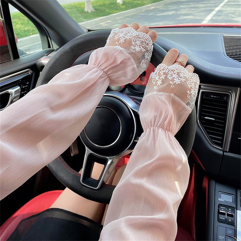 Summer Lace Ice Silk Sun-protective Arm Sleeve Loose Outdoors Cycling Sports UV Protection Sleeve Women's Arm Warmer Sleeves