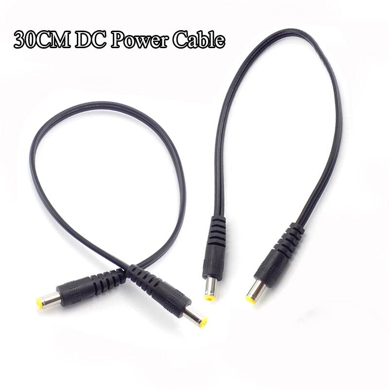 Macho para macho cabos de extensão, cabo DC, adaptador de alimentação, 5,5x2,1 milímetros Plug, AV, Áudio, DVR, RCA Connector, L19, 30cm, 5,5 milímetros