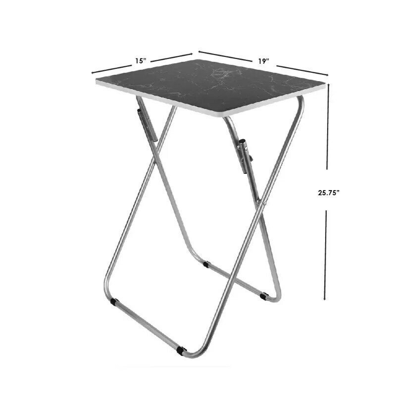 طاولة قابلة للطي متعددة الأغراض ، تصميم رخامي ، أسود ورمادية