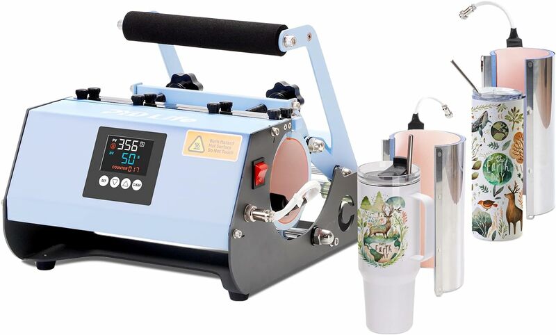 PYD Life 2 in 1 40 OZ Tumbler Heat Press Machine 110 V Blue Mug Heat Press for 40 OZ Tumbler with Handle Sublimation