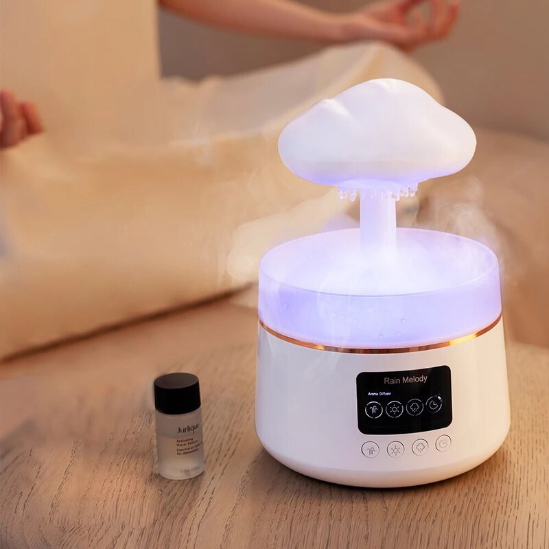 Mushroom Shape Night Light Aromatherapy Ultrasonic Rain Cloud Humidifier Raindrop Water Drop Aroma Diffuser For Home Room