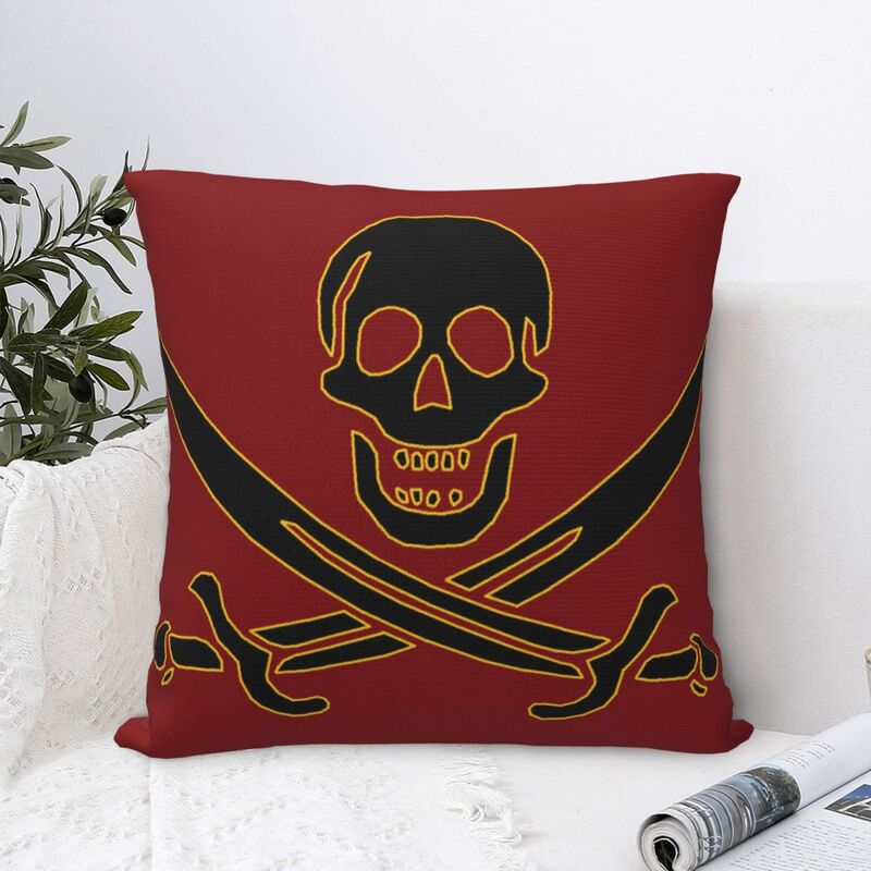 Kwadratowa poszewka na poduszkę z flagą Jolly Roger na sofę