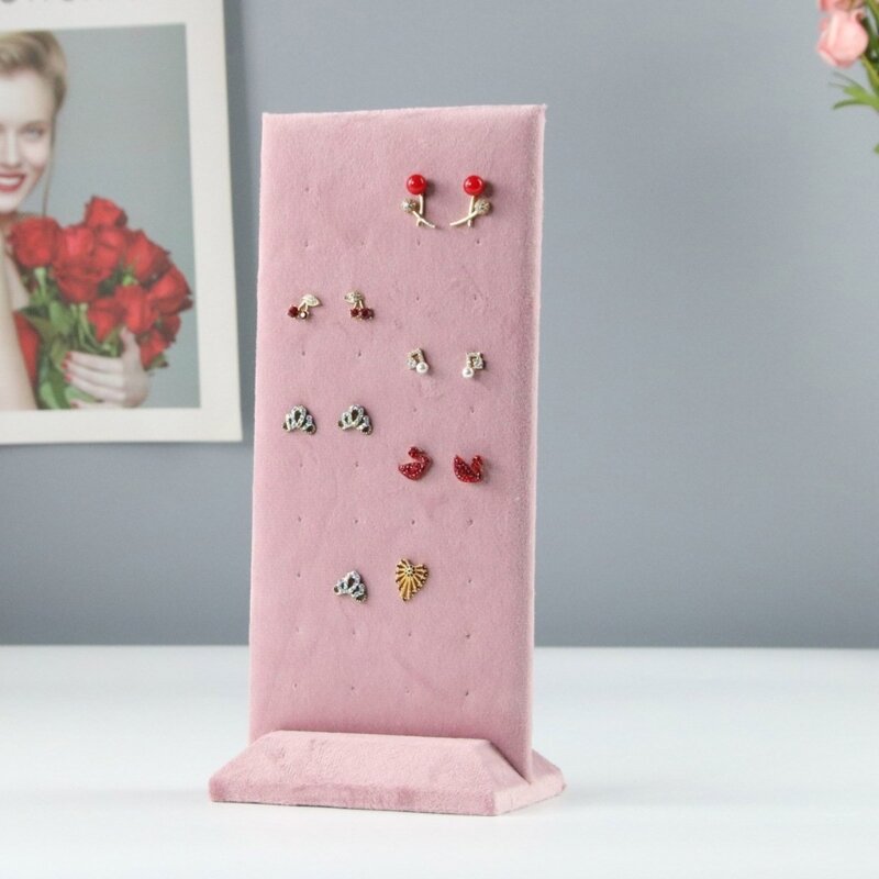 Q0KE Розовая подставка для ювелирных изделий Элегантная подставка для ювелирных изделий Бархатный тканевый материал