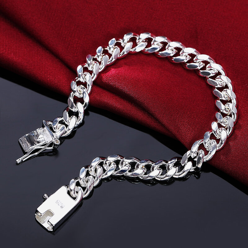 925 Sterling Silver Exquisite Solid Chain Bracelet Fashion Charm Women Men Solid Wedding Cute Simple Models Jewelry