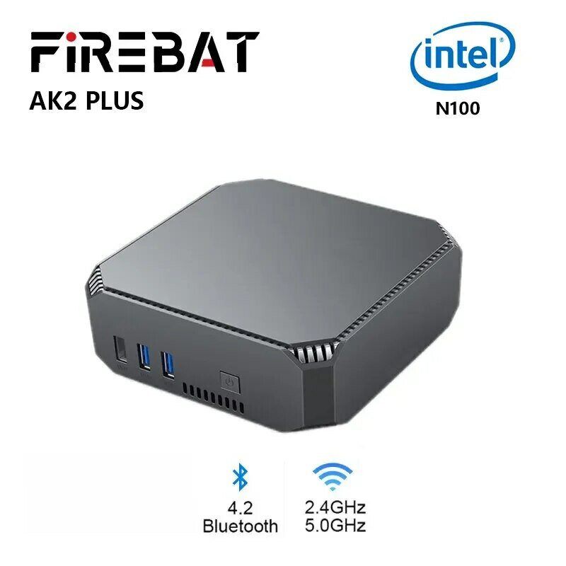 Firebat ak2 plus minipc intel n100 dual band wifi5 bt 4,2 16gb 512gb desktop gaming computer mini pc gamer
