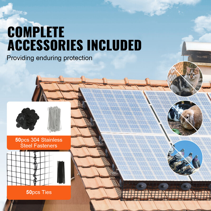 VEVOR-Painel Solar Guard Roll Kit, Fixadores de Aço Inoxidável, Rustproof, PVC Coating, Wire Mesh