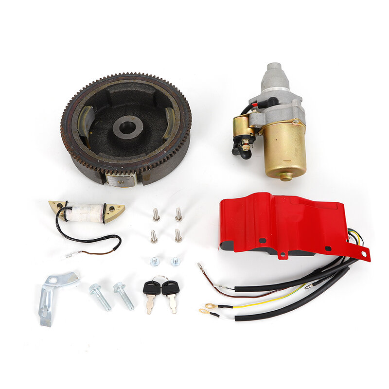 Electric Start Kit Starter Motor Flywheel Switch For Honda GX240 8HP/GX270 9HP Car Accessory