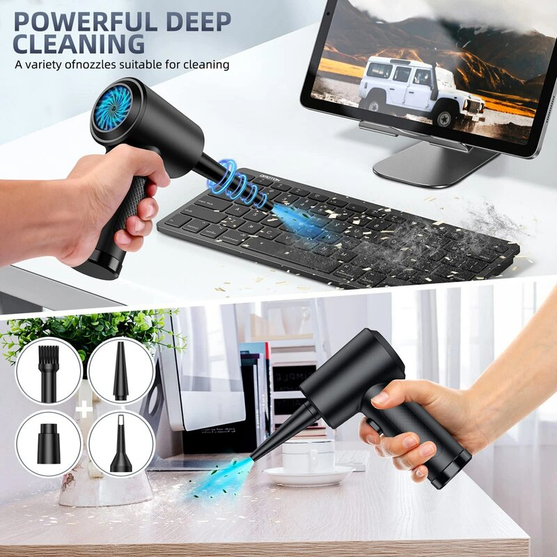 Compressed Air Duster Electric Rechargeable Cordless Air Blower Compressed Air For Cleaning Computer Keyboard Camera Car Home