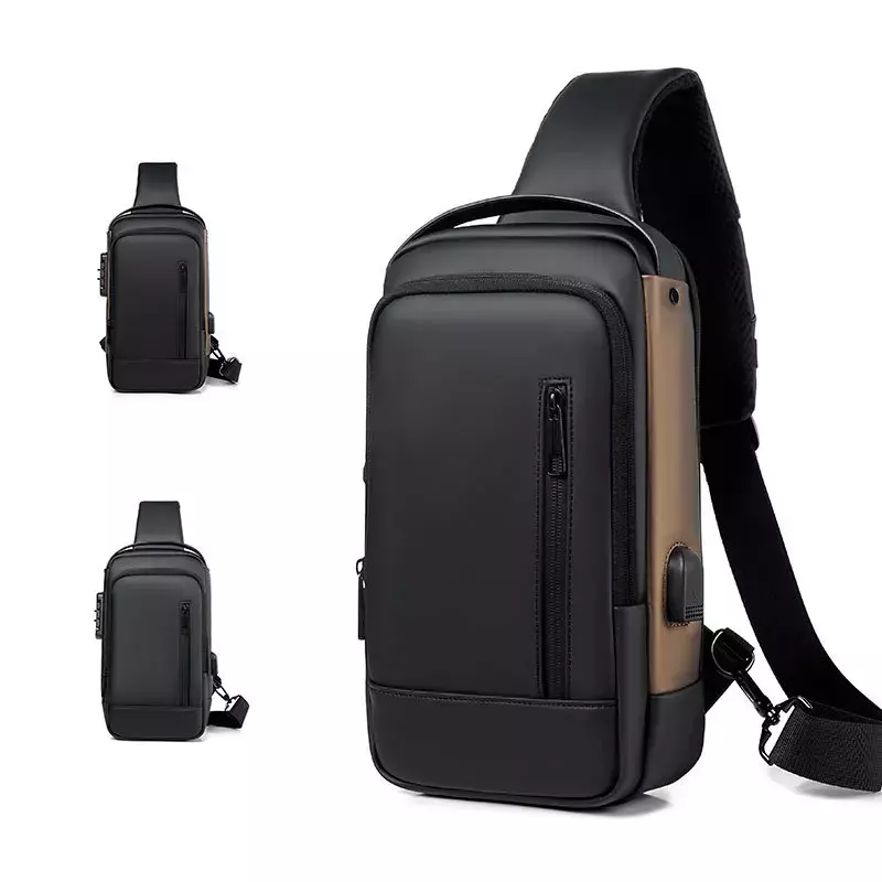 オックスフォード-多機能チェストスポーツバッグ,多機能チェストバッグ,防水,USB,大容量