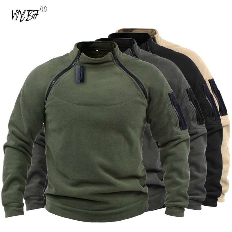 미국 SWAT 남성 전술 폴라 플리스 재킷, 사냥 의류, 따뜻한 지퍼 풀오버, 방풍 코트, 열 하이킹 스웨터