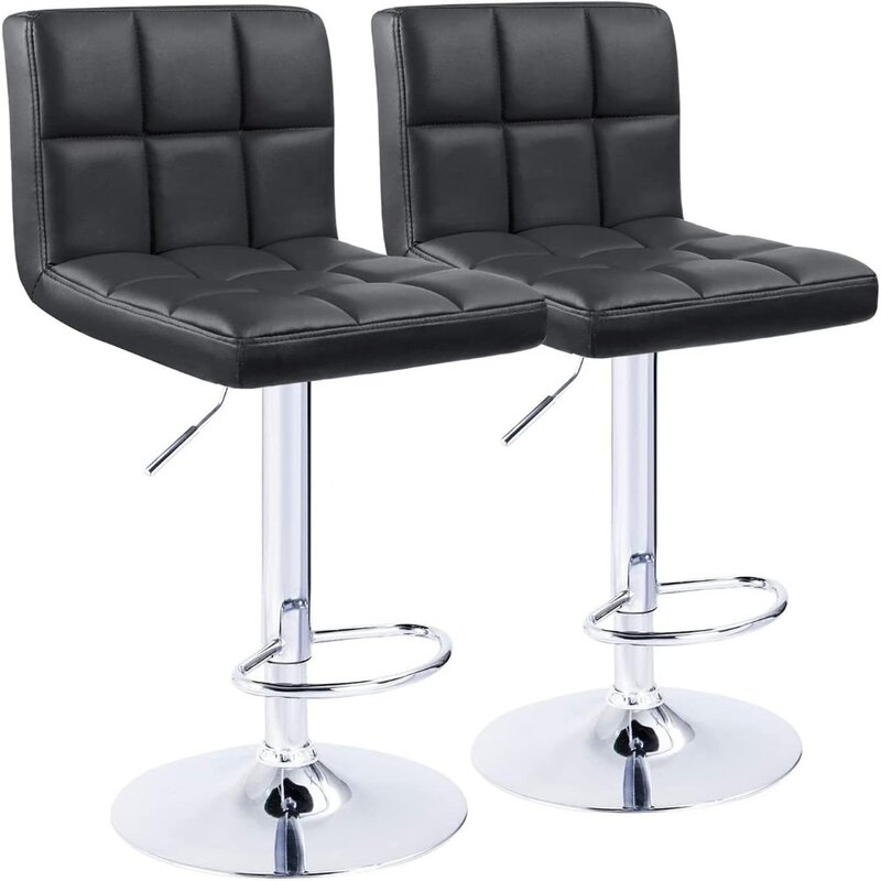 Барные стулья, Современная квадратная стойка, барный стул с регулируемой высотой от 22 до 33 дюймов, стул с регулируемой спинкой