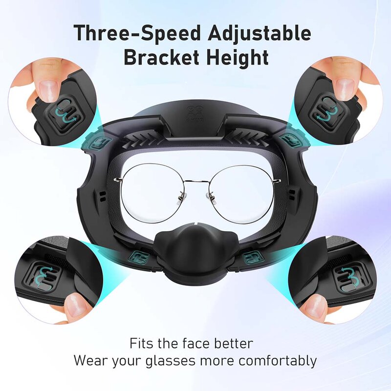 AMVR-Capa de Máscara Facial para Meta Quest 3, Couro PU, Interface Facial, Tecido De Seda De Gelo, Almofada De Substituição, Versão Atualizada, 3 em 1