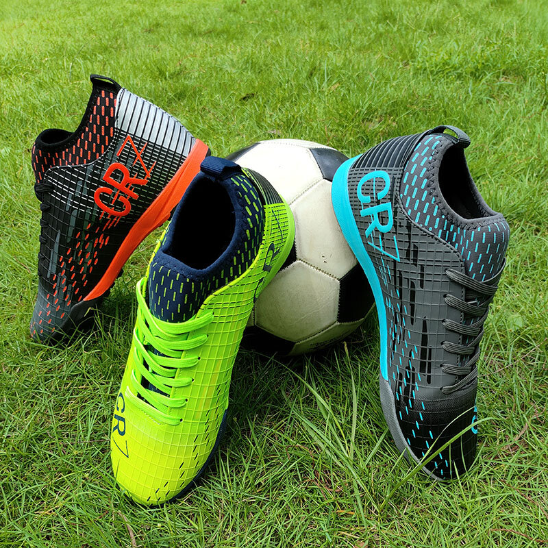 New Men Turf Indoor Soccer Shoes Football Boots Comfortable Training Ultralight Non-Slip Futsal Cleats Long Spikes High Ankle