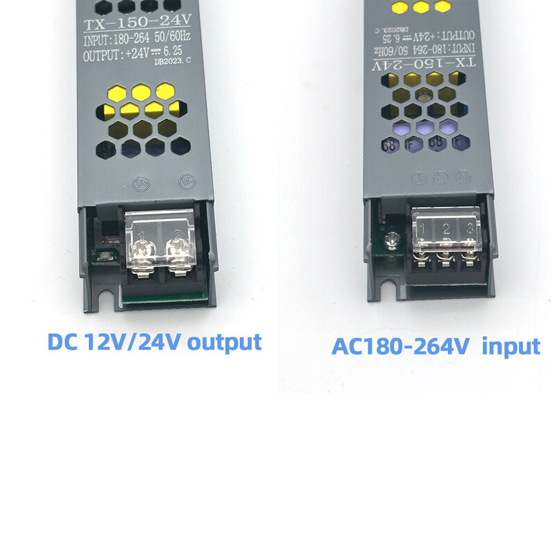 TransDevices d'éclairage ultra fin, adaptateur d'alimentation pour bande LED CCTV, 110V, 220V à DC 12V, 24V, 60W, 100W, 150W