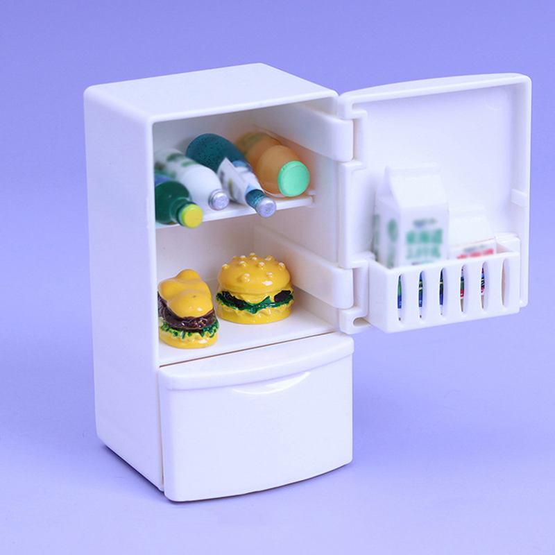 Искусственный цветок, мебель для кукольного домика, Белый Холодильник, миниатюрные инструменты, косплей