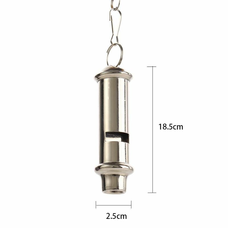 1PC Silver Metal Whistle with Lanyard Stainless Steel Emergency Survival Whistle Warning Security for Police Traffic Whistle