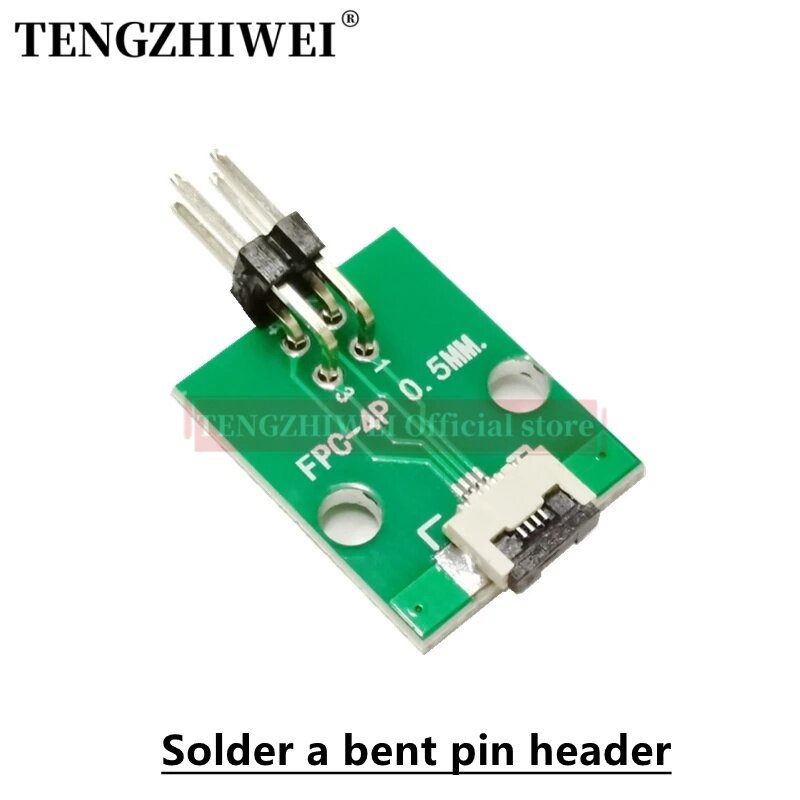Flip-Top Conector Soldado, Hetero e Bent Pin cabeçalhos, FFC FPC Adapter Board, 0,5 milímetros-4P para 2,54 milímetros soldados, 5PCs