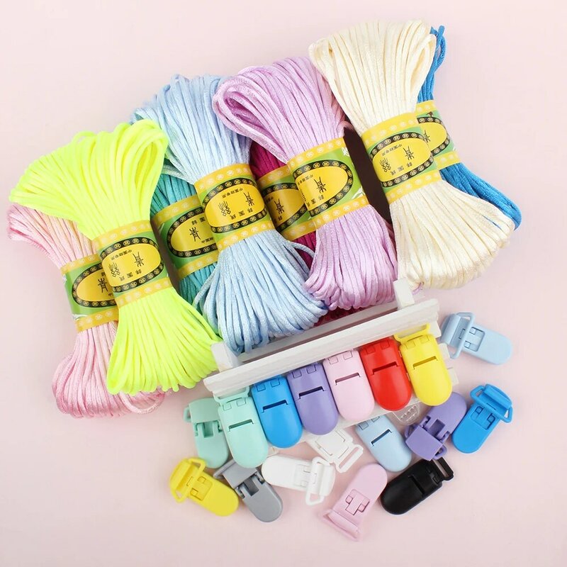 20Meters Satin Silk Rope Nylon Cord For Baby Pacifier Clip Teether Accessories DIY Tool Teething Pendant Making Necklace Rattai