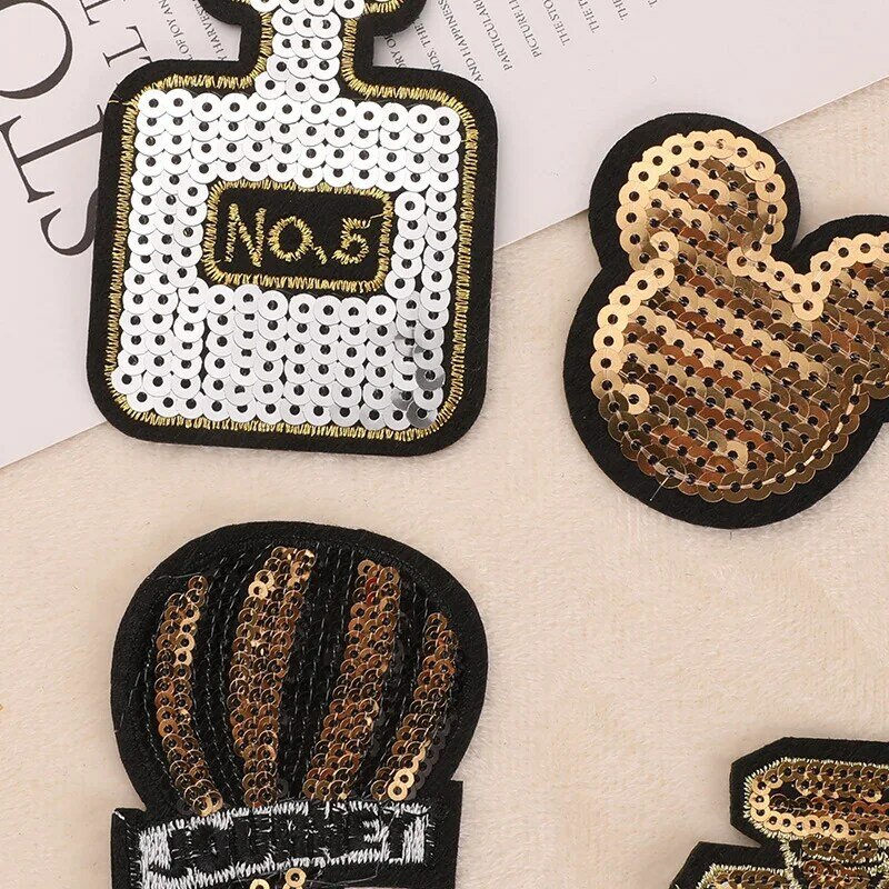 2024 New Embroidery Patches DIY Sequins Perfume Bow Knot Iron On Stickers Badges Headwear Emblem Clothing Bag Hat Accessories