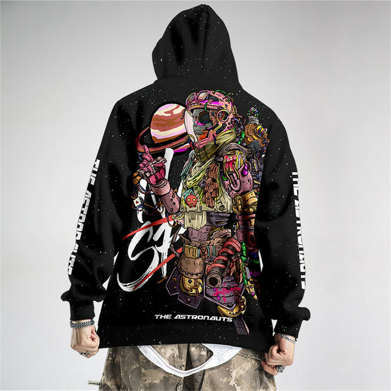 Herren Hoodies Harajuku Astronaut gedruckt Hoodie männliche Streetwear Mode lässig Sweatshirt Tops