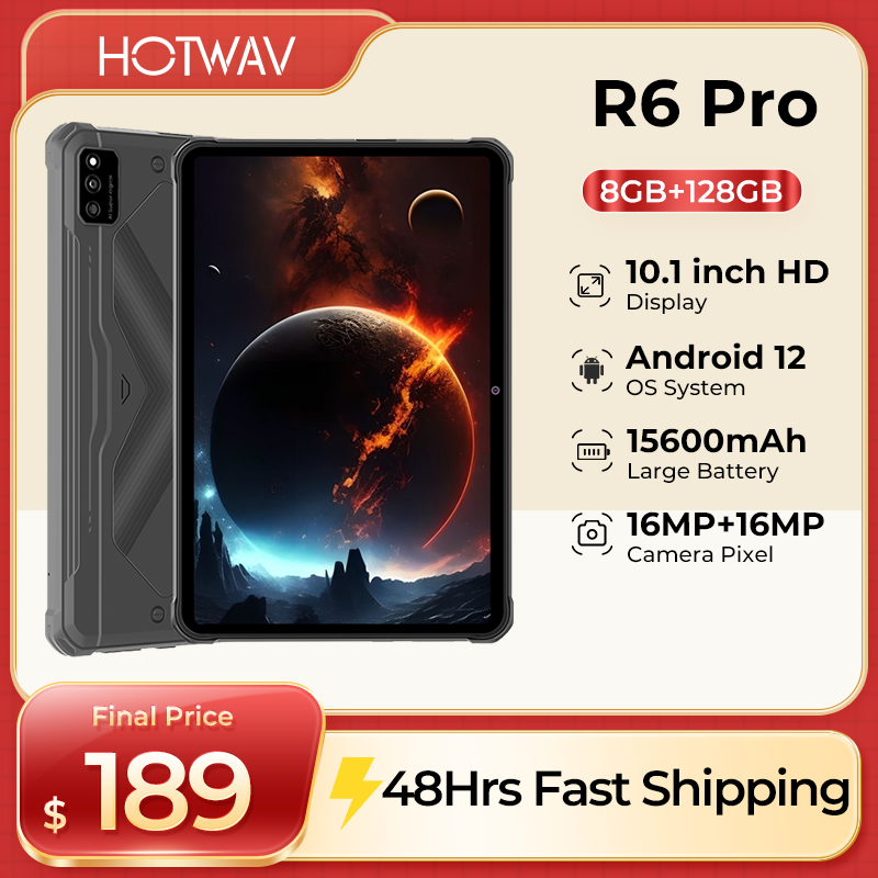 Hotav R6 Pro Tablet PC asli, Tablet Android 15600 baterai 10.1 mAh 128 "HD + 8GB GB 16mp kamera SIM ganda Mode sarung tangan
