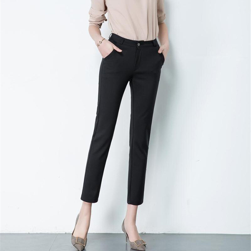 S-4xl duże damskie formalne spodnie ołówkowa do biura nowe eleganckie pantalony codzienne elastyczna bawełna wąskie spodnie do kostek
