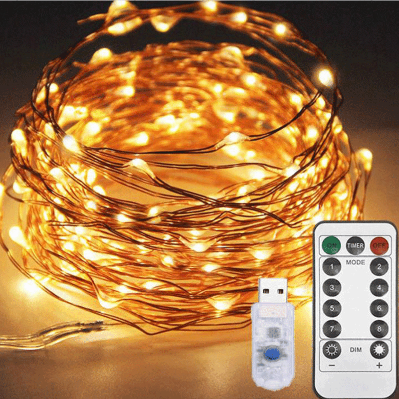 Fee Lichter Kupfer Draht String Lichter 5M-30M USB Led Lichter Girlanden Girlande Outdoor Led Girlande Weihnachten dekoration 2022