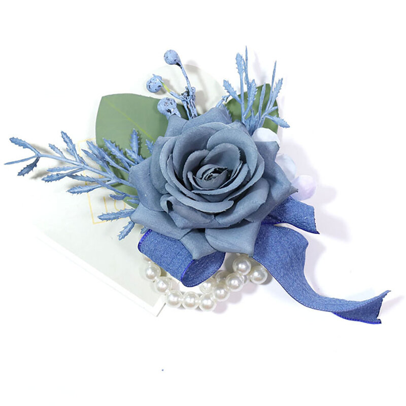 Темно-синяя бутоньерка для свадьбы, искусственные цветы, корсажный браслет, булавки для подружек невесты, свадебные аксессуары ручной работы