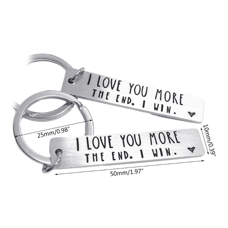 Engraved Keychain Lettering Keychain Couple Keyring, I lOVE More The End Keyring